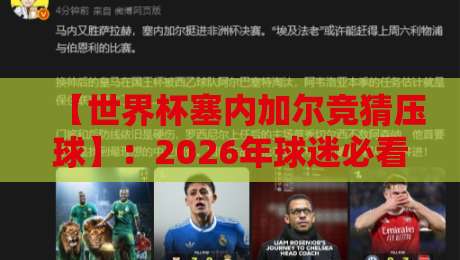 【世界杯塞内加尔竞猜压球】:2026年球迷必看的实战经验与避坑指南
